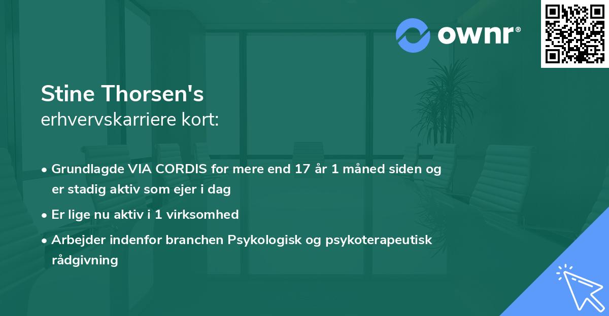 Stine Thorsen's erhvervskarriere kort