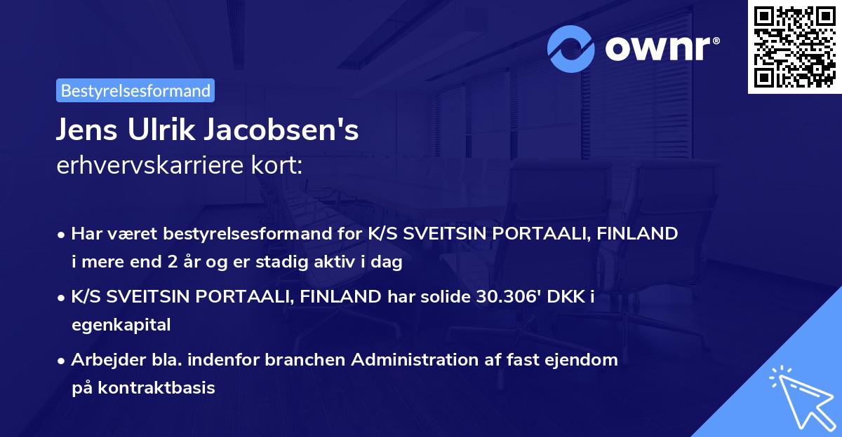 Jens Ulrik Jacobsen's erhvervskarriere kort