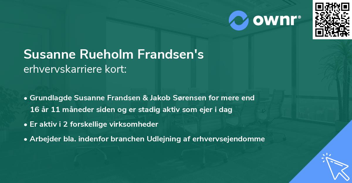 Susanne Rueholm Frandsen's erhvervskarriere kort