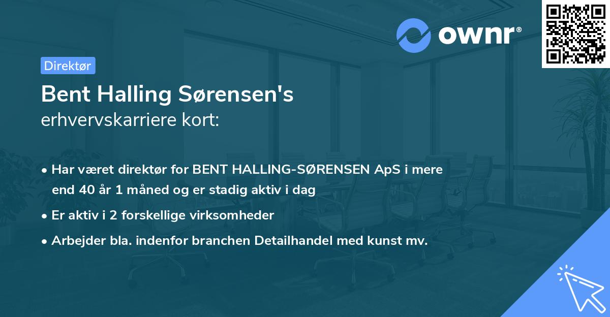 Bent Halling Sørensen's erhvervskarriere kort