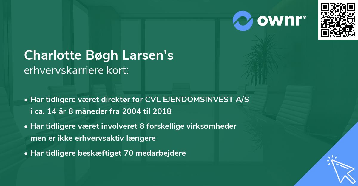 Charlotte Bøgh Larsen's erhvervskarriere kort