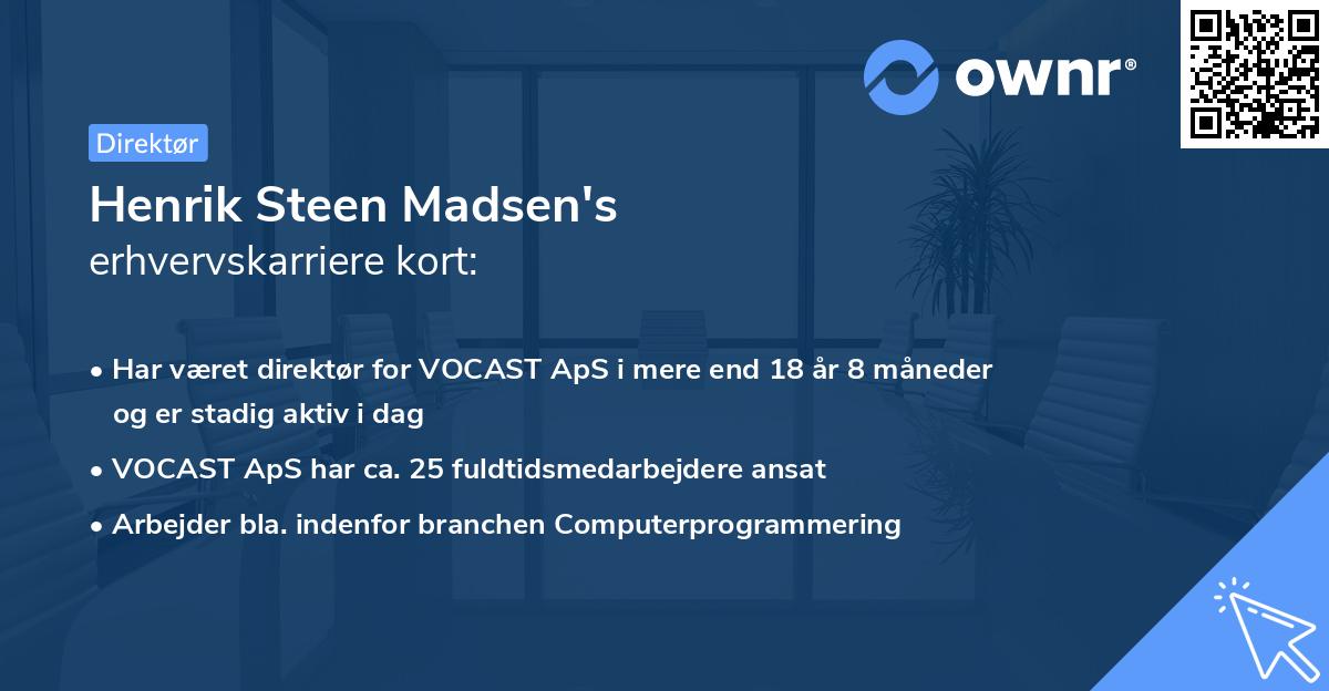 Henrik Steen Madsen's erhvervskarriere kort