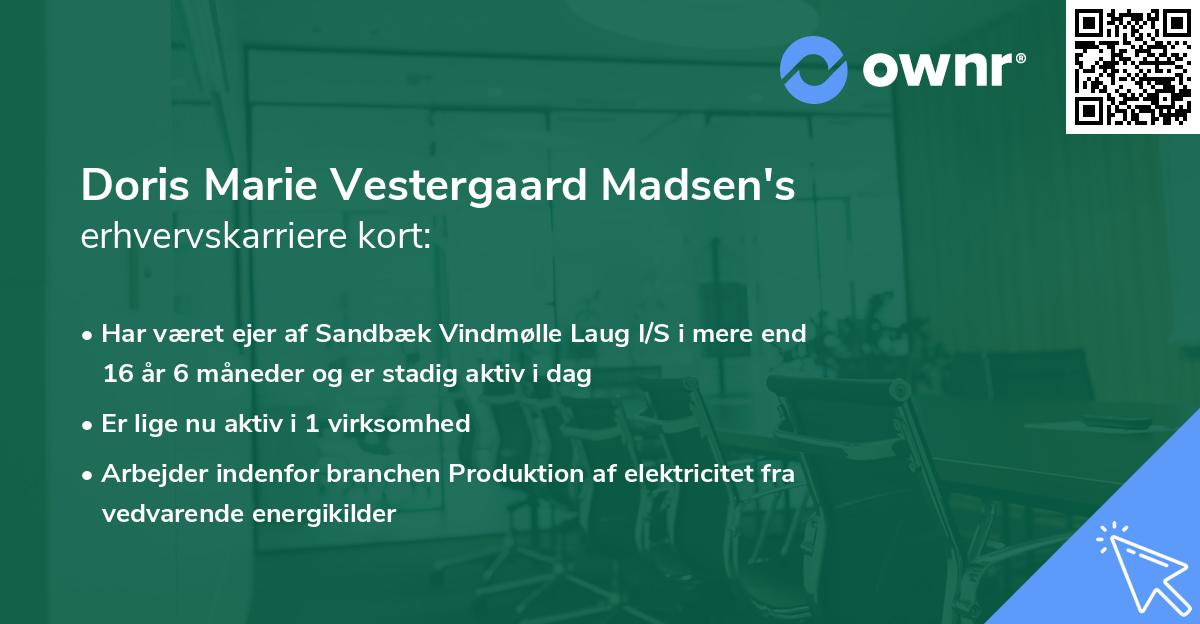 Doris Marie Vestergaard Madsen's erhvervskarriere kort