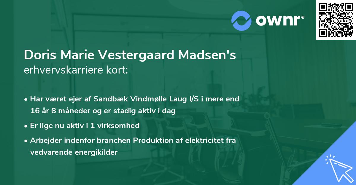Doris Marie Vestergaard Madsen's erhvervskarriere kort