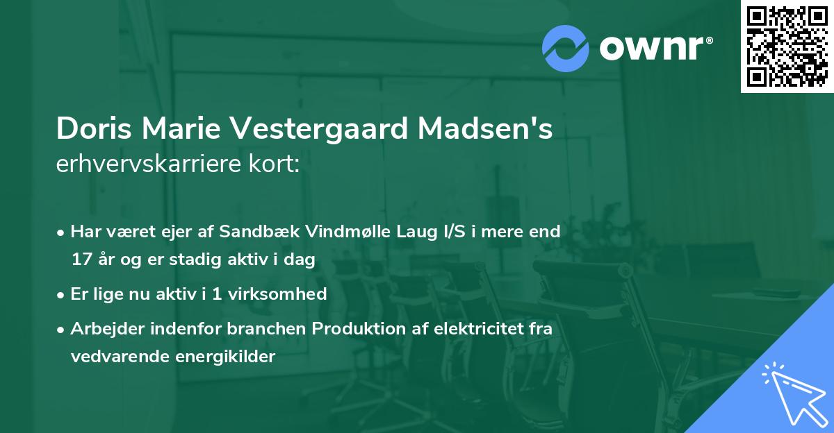 Doris Marie Vestergaard Madsen's erhvervskarriere kort
