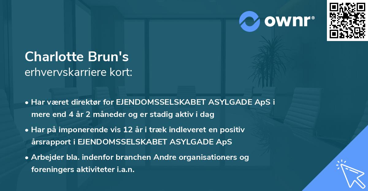 Charlotte Brun's erhvervskarriere kort