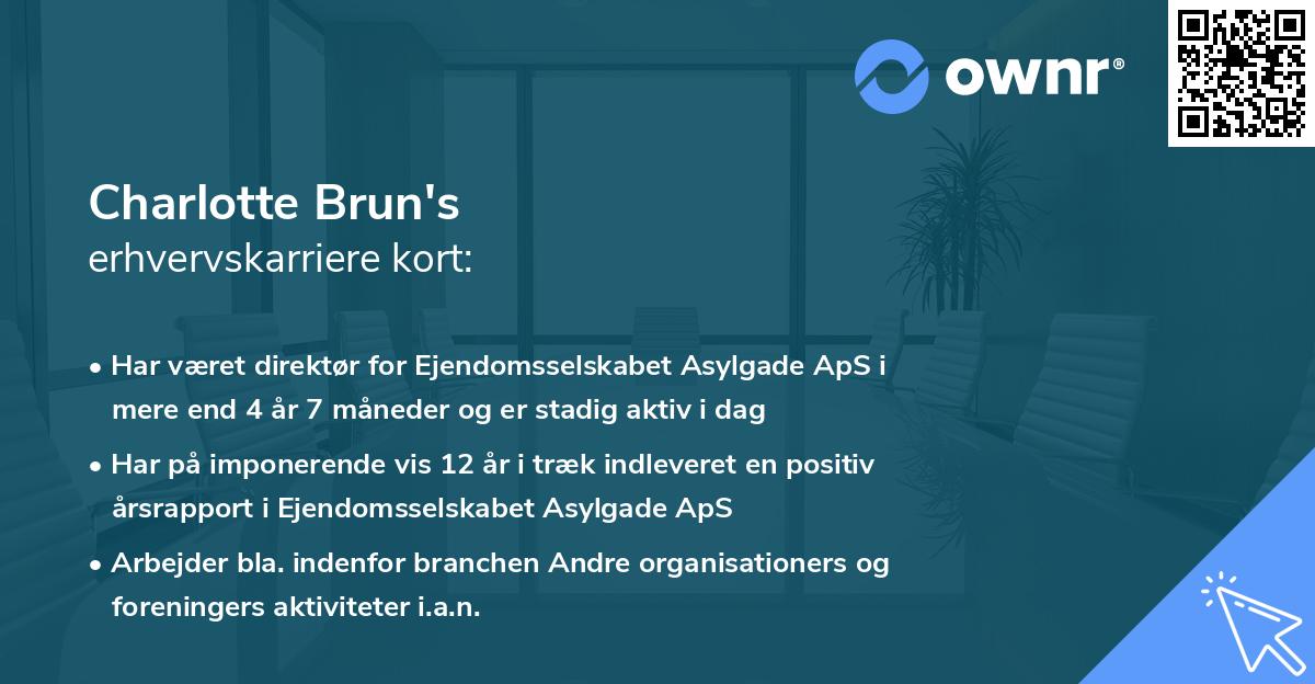 Charlotte Brun's erhvervskarriere kort