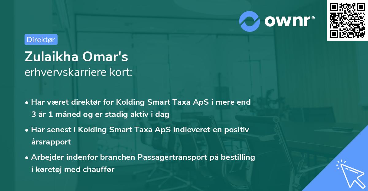 Zulaikha Omar's erhvervskarriere kort