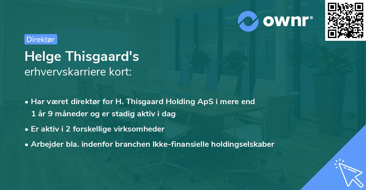 Helge Thisgaard's erhvervskarriere kort