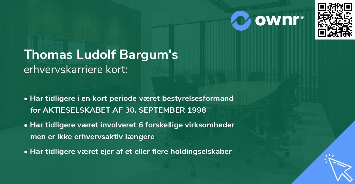 Thomas Ludolf Bargum's erhvervskarriere kort