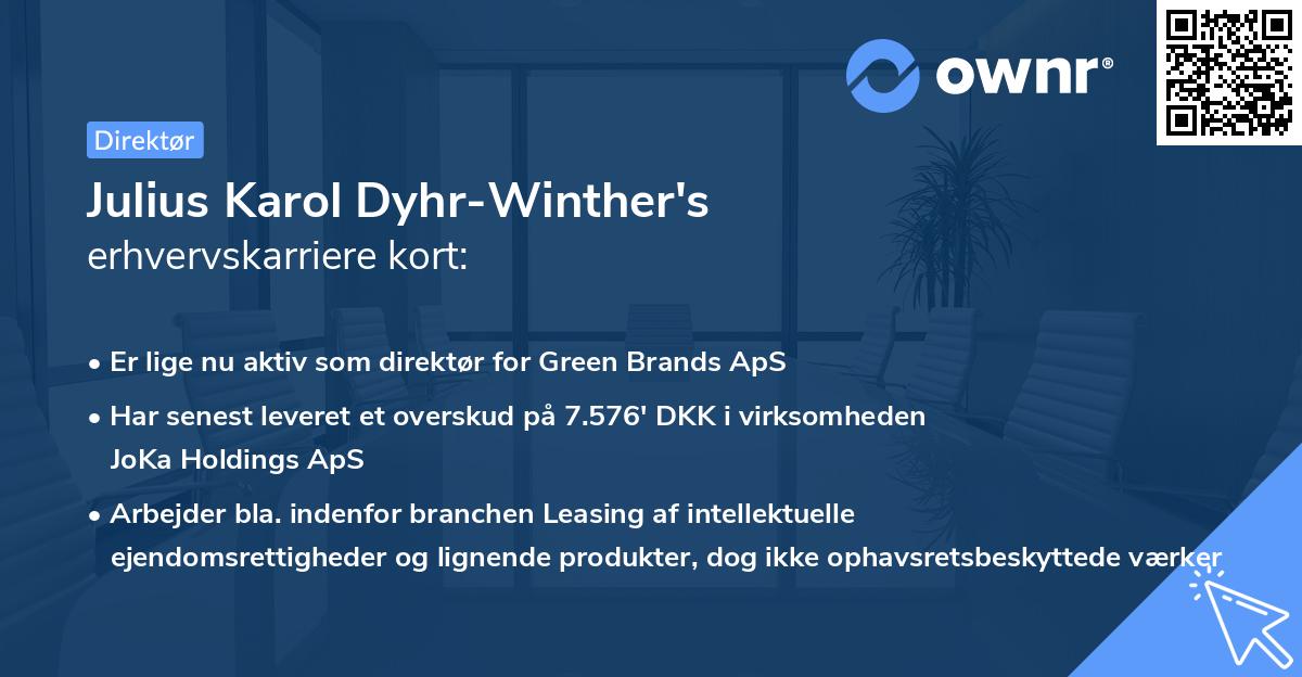 Julius Karol Dyhr-Winther's erhvervskarriere kort