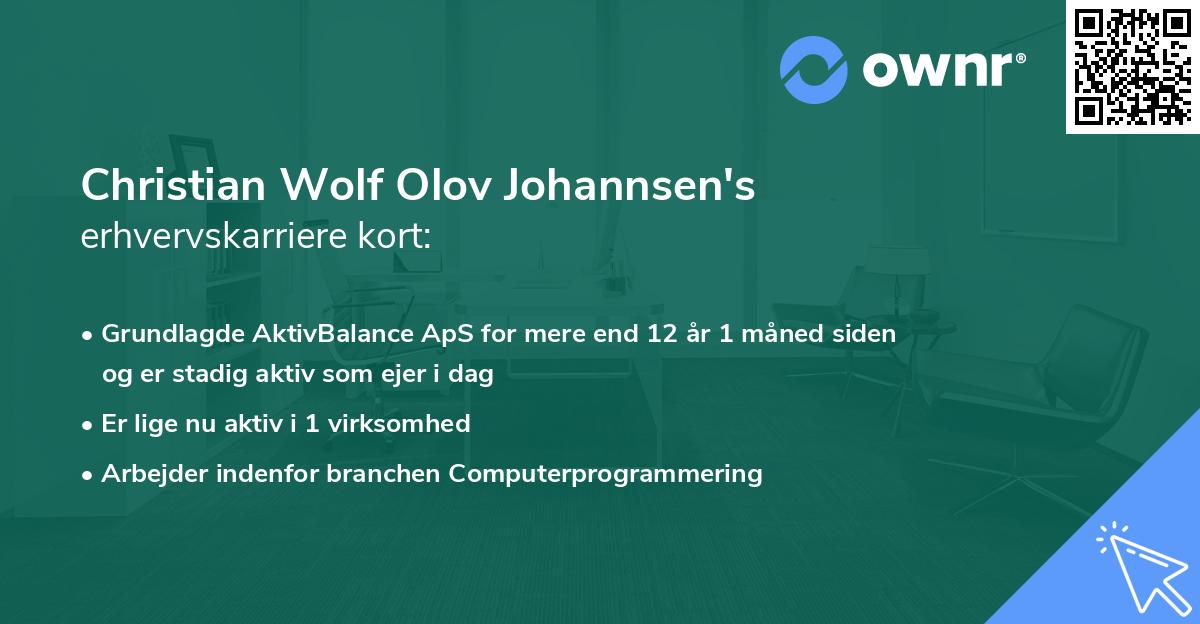 Christian Wolf Olov Johannsen's erhvervskarriere kort