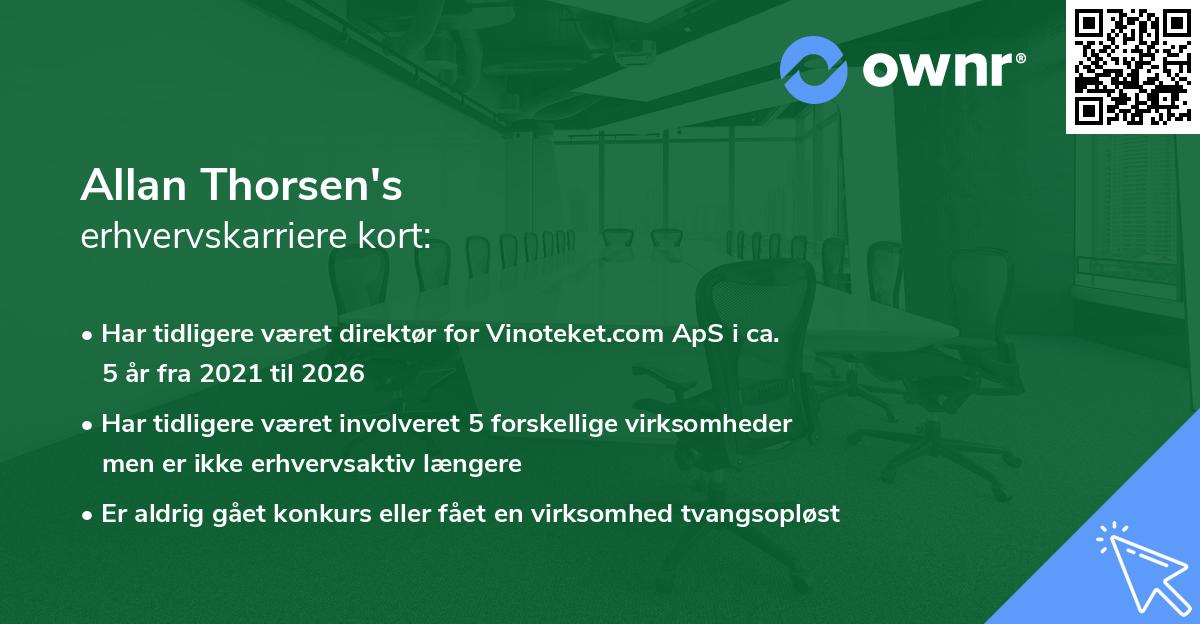 Allan Thorsen's erhvervskarriere kort