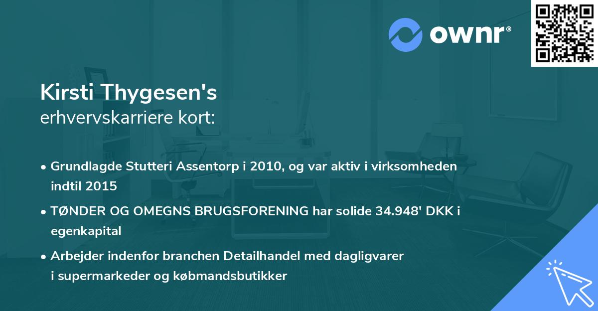 Kirsti Thygesen's erhvervskarriere kort