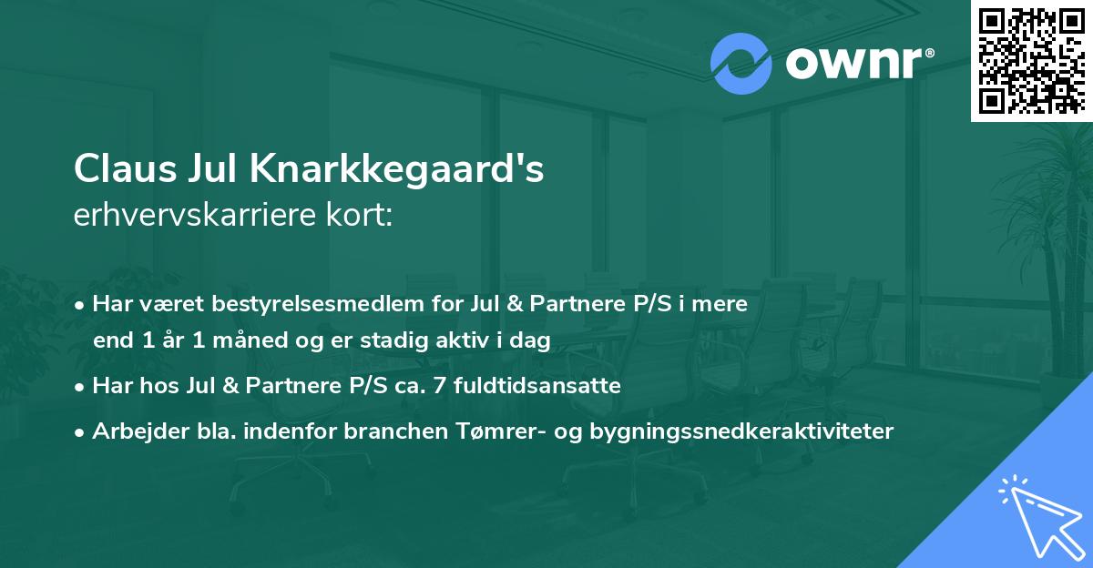 Claus Jul Knarkkegaard's erhvervskarriere kort