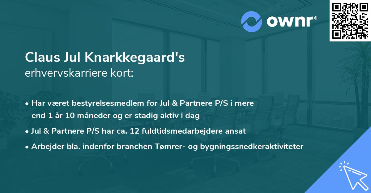 Claus Jul Knarkkegaard's erhvervskarriere kort