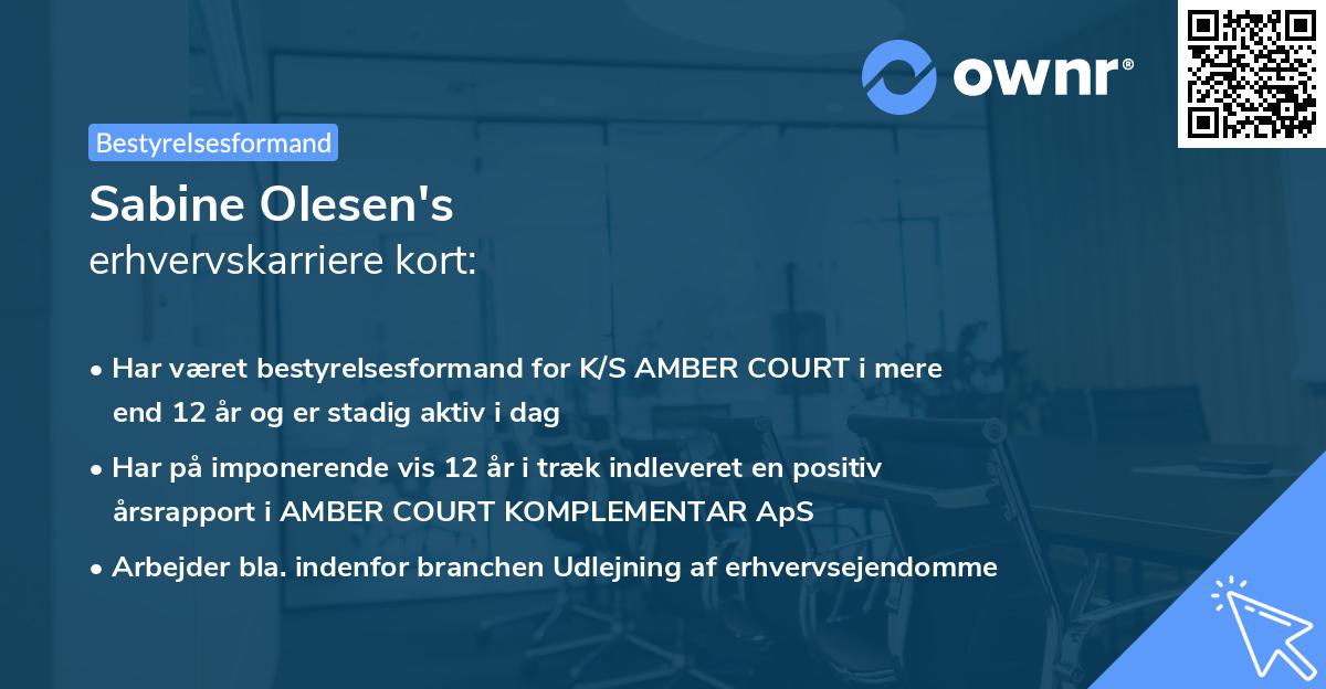 Sabine Olesen's erhvervskarriere kort