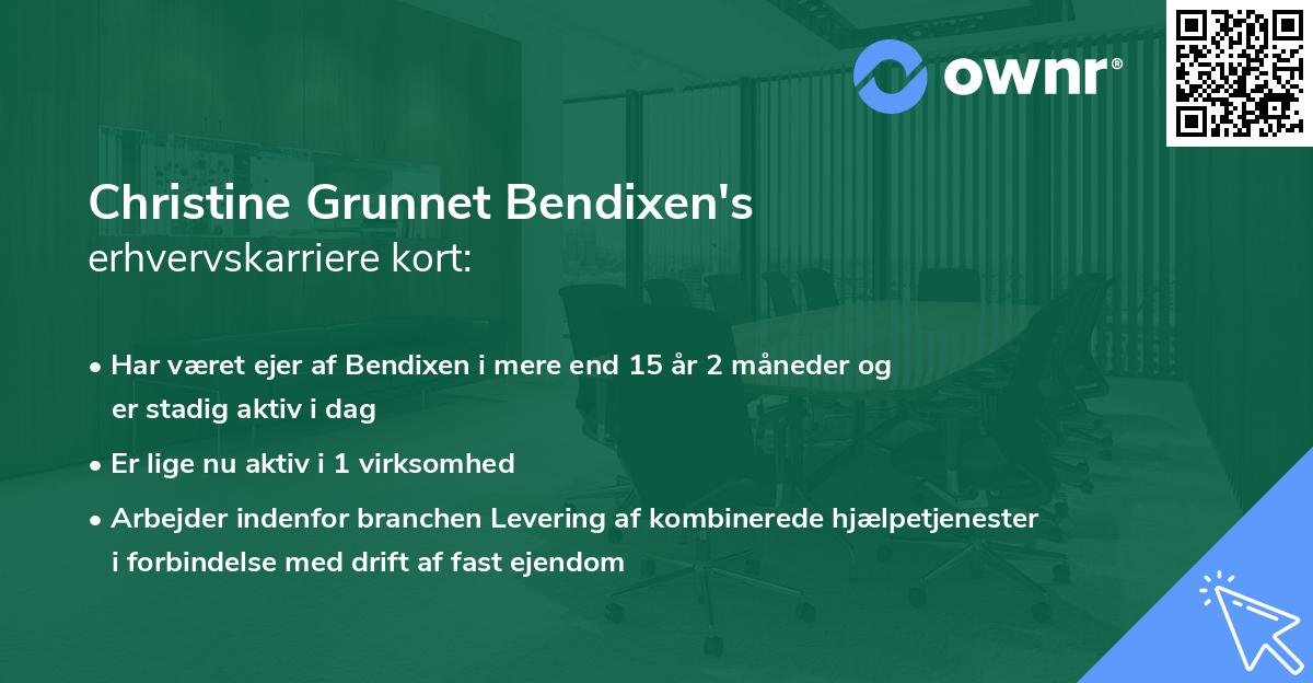 Christine Grunnet Bendixen's erhvervskarriere kort