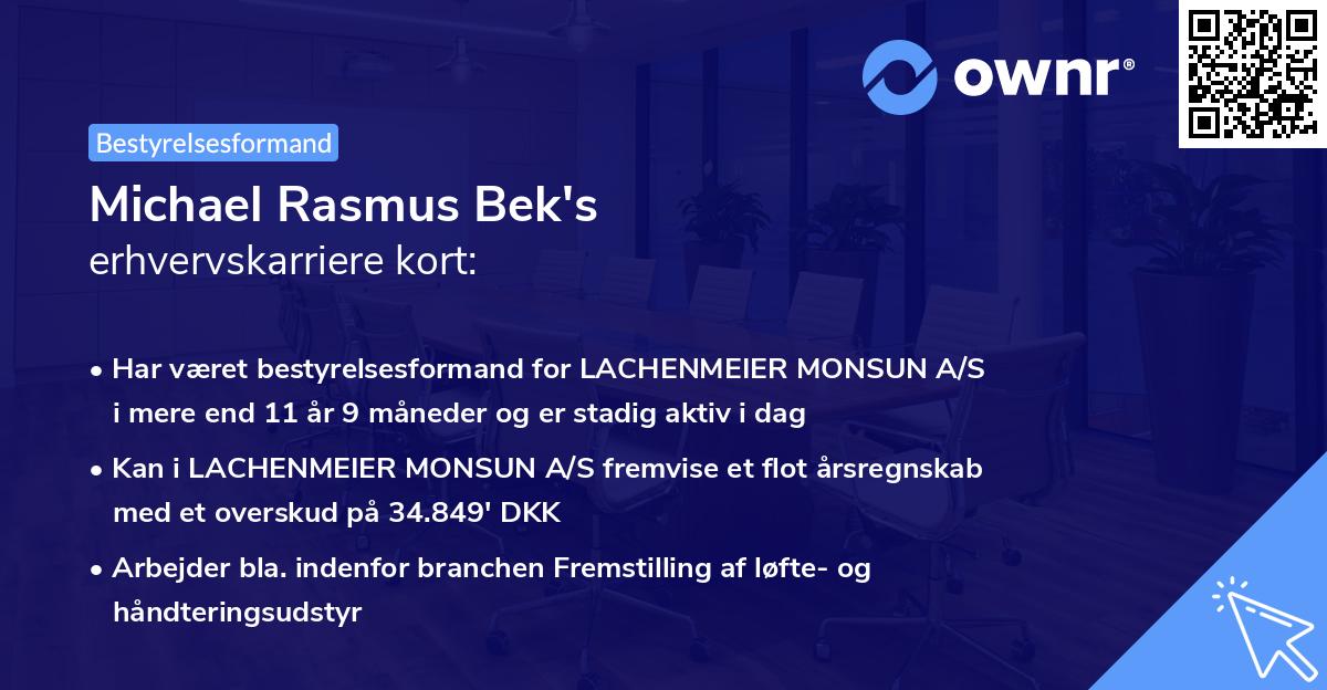 Michael Rasmus Bek's erhvervskarriere kort
