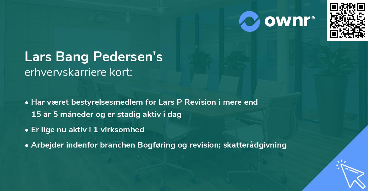 Lars Bang Pedersen's erhvervskarriere kort