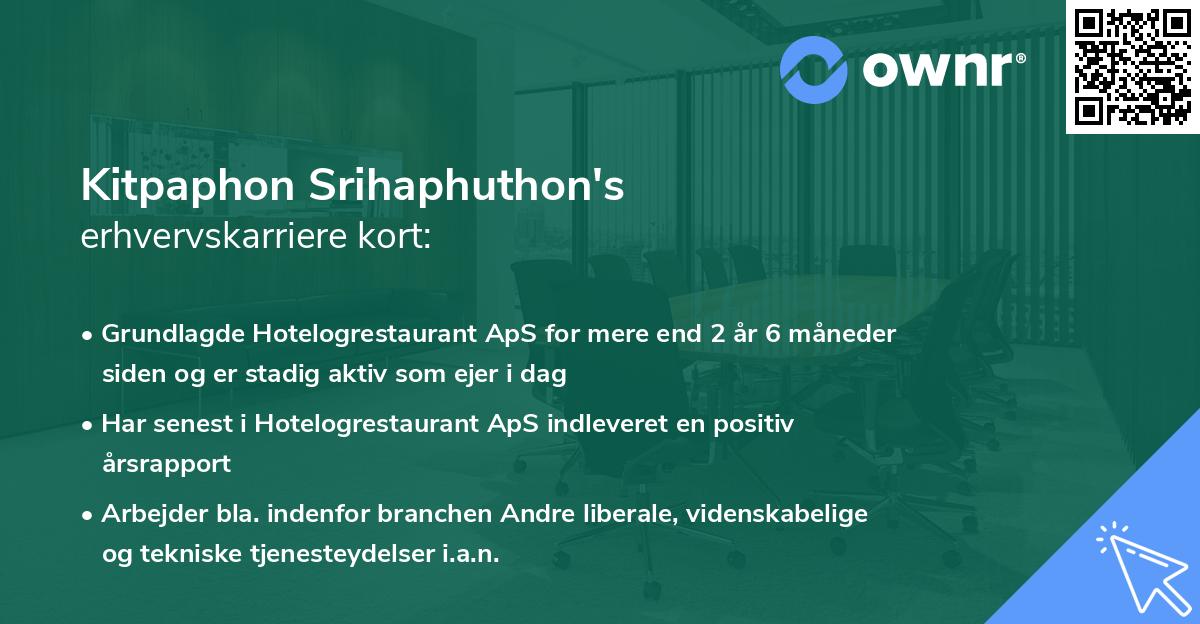 Kitpaphon Srihaphuthon's erhvervskarriere kort