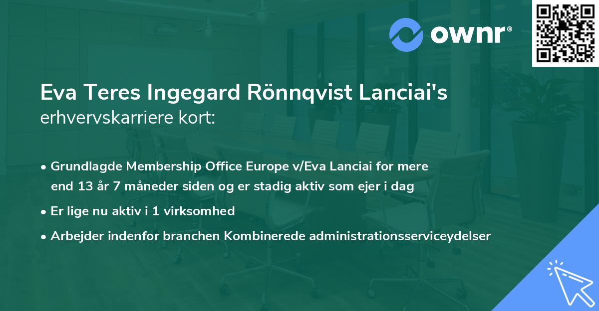 Eva Teres Ingegard Rönnqvist Lanciai's erhvervskarriere kort