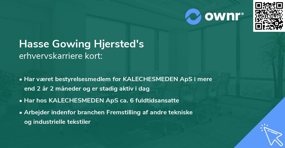 Hasse Gowing Hjersted's erhvervskarriere kort