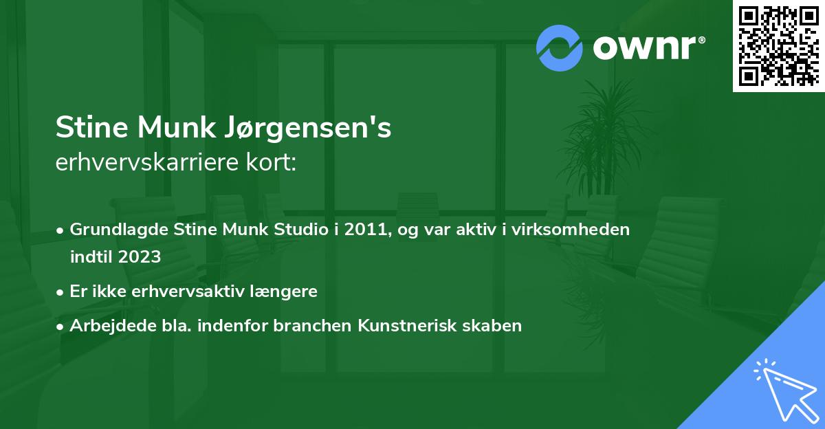 Stine Munk Jørgensen's erhvervskarriere kort