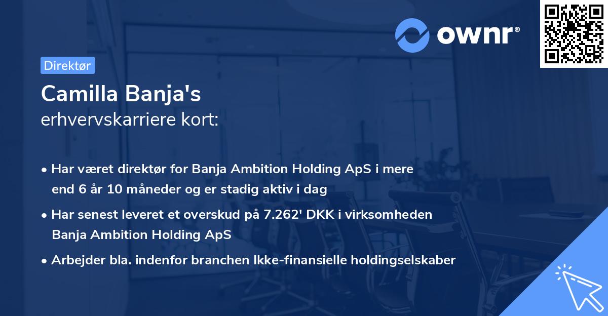 Camilla Banja's erhvervskarriere kort
