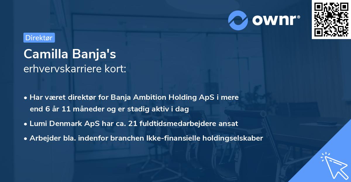Camilla Banja's erhvervskarriere kort