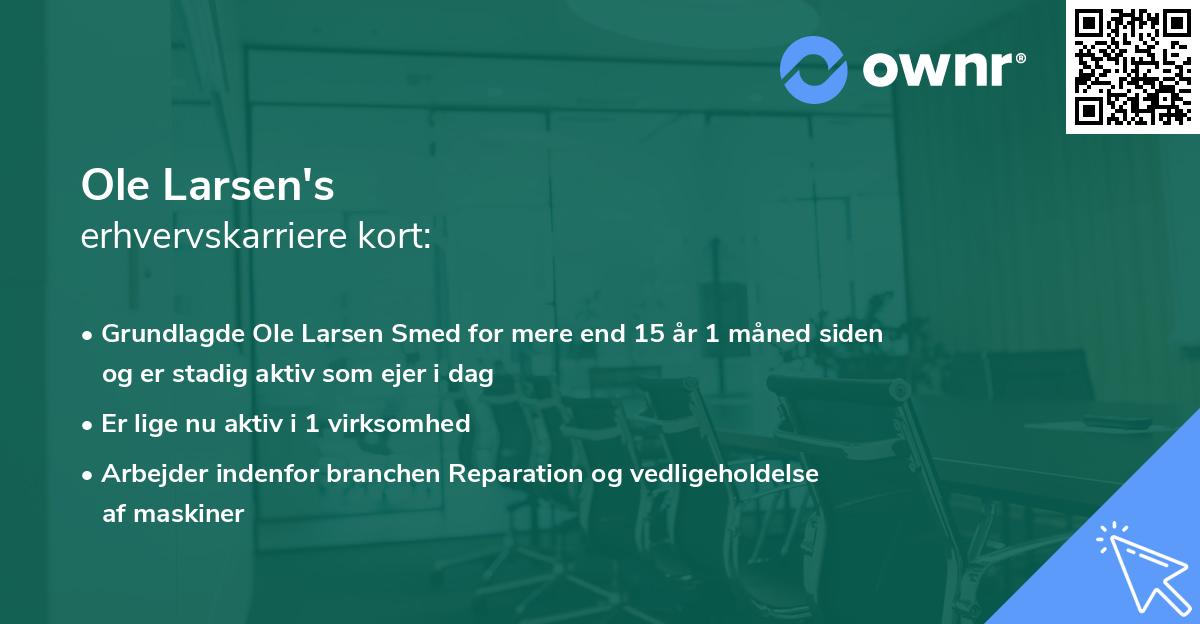 Ole Larsen's erhvervskarriere kort
