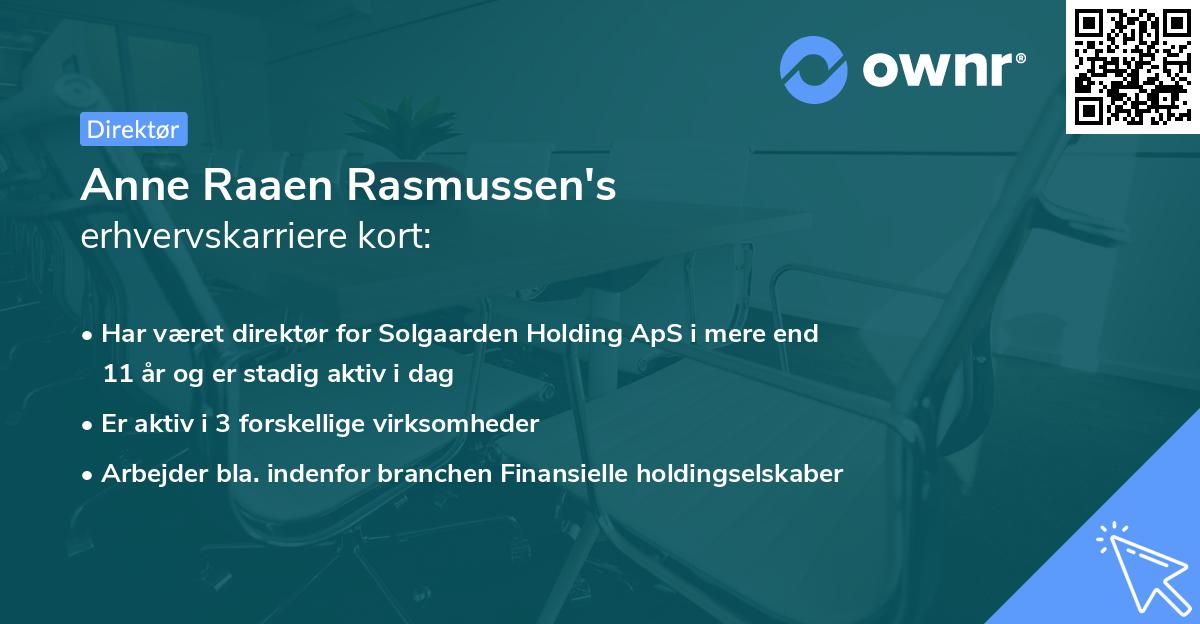Anne Raaen Rasmussen's erhvervskarriere kort