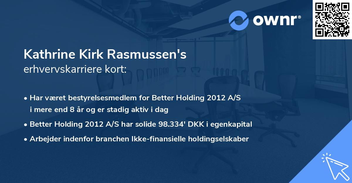 Kathrine Kirk Rasmussen's erhvervskarriere kort