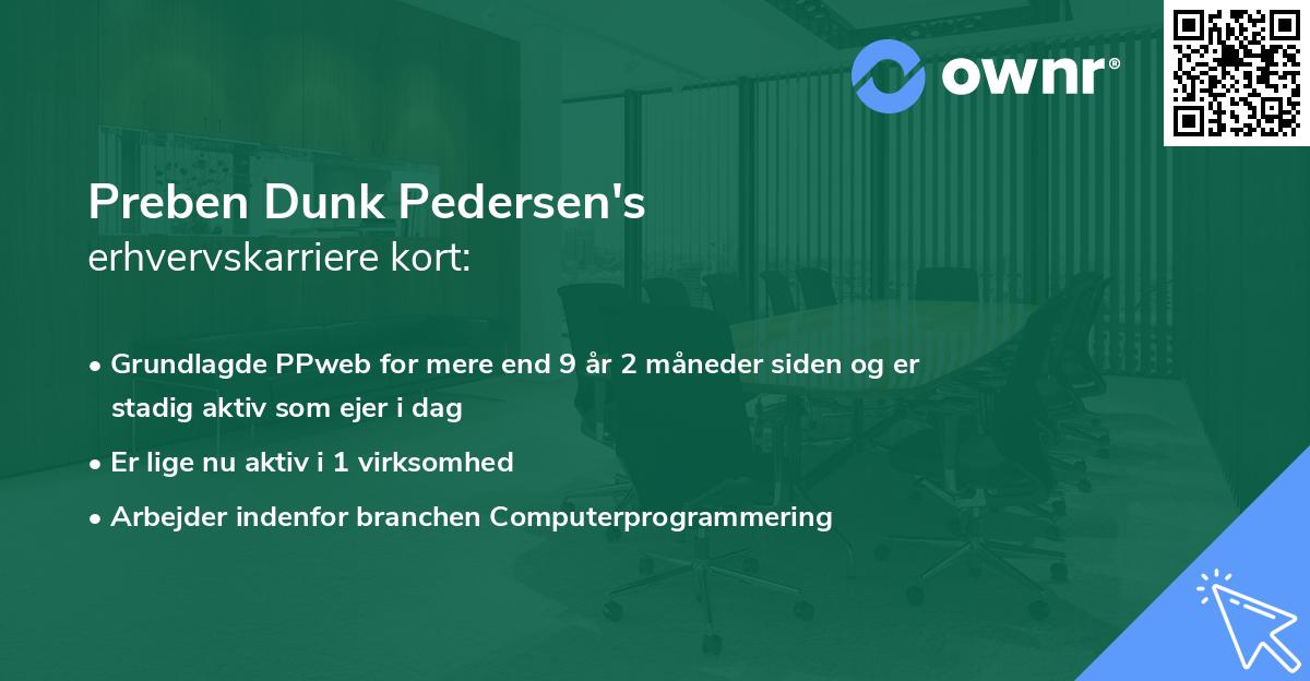Preben Dunk Pedersen's erhvervskarriere kort