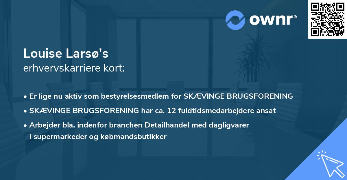 Louise Larsø's erhvervskarriere kort