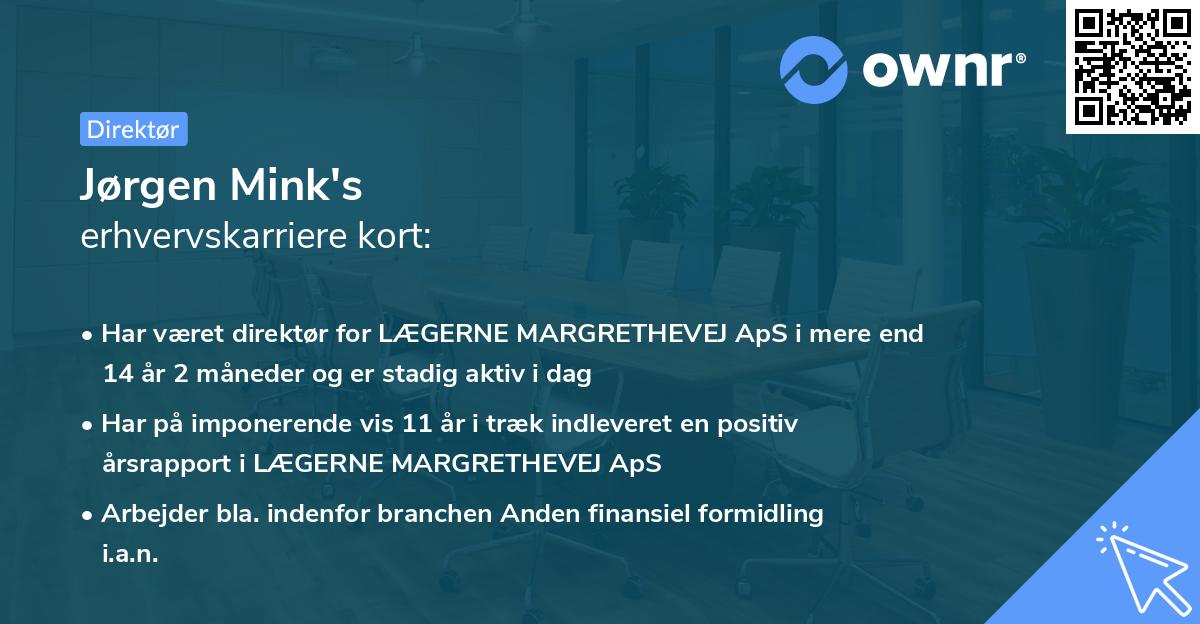 Jørgen Mink's erhvervskarriere kort