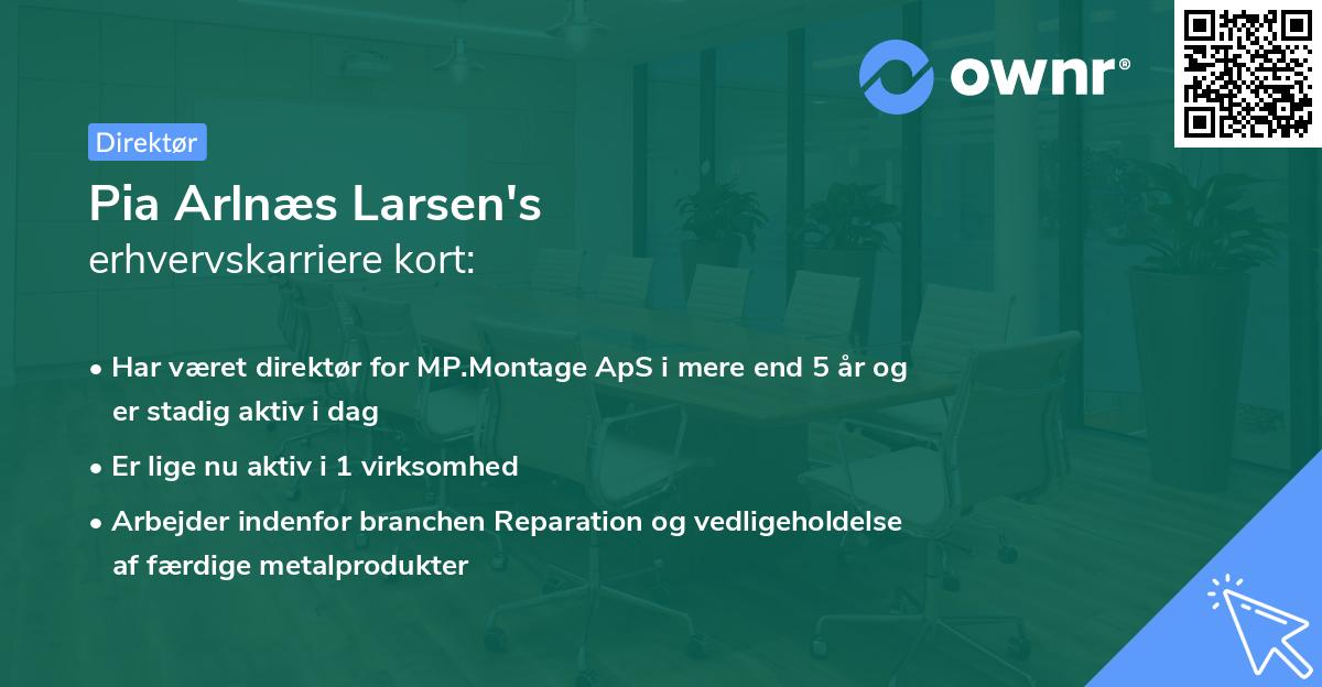 Pia Arlnæs Larsen's erhvervskarriere kort