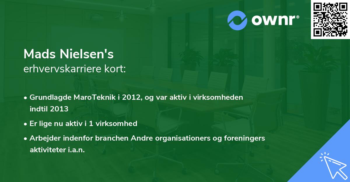 Mads Nielsen's erhvervskarriere kort