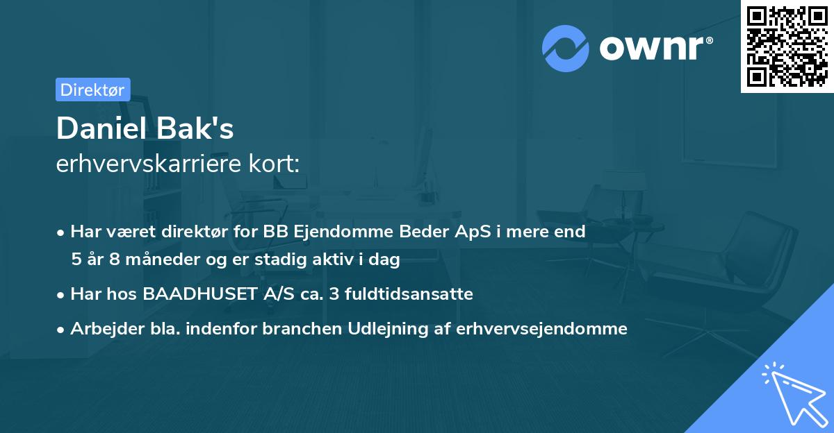 Daniel Bak's erhvervskarriere kort