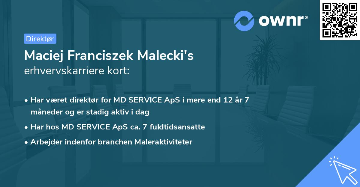 Maciej Franciszek Malecki's erhvervskarriere kort