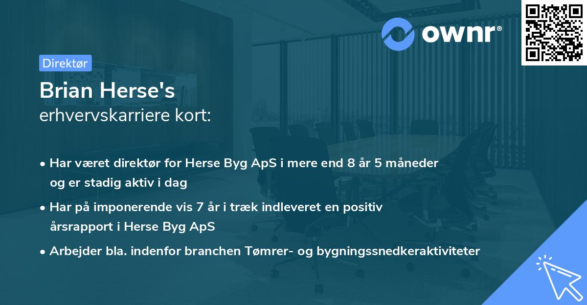 Brian Herse's erhvervskarriere kort