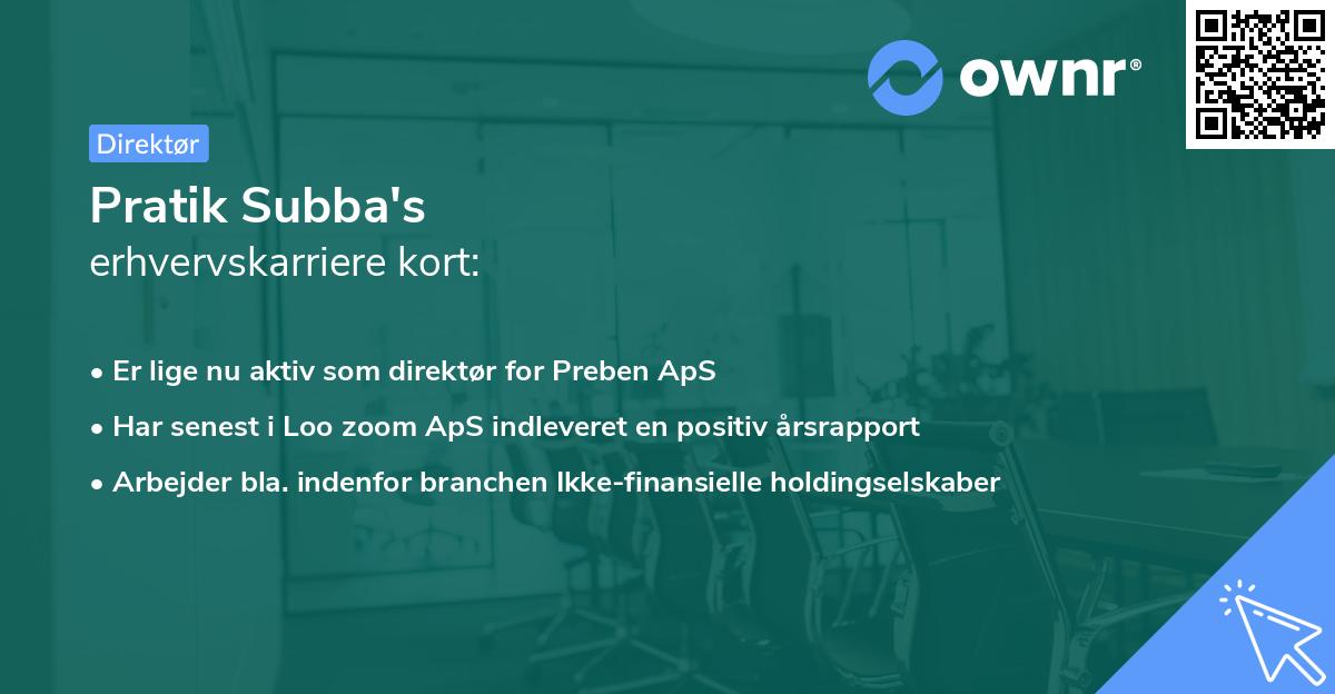 Pratik Subba's erhvervskarriere kort