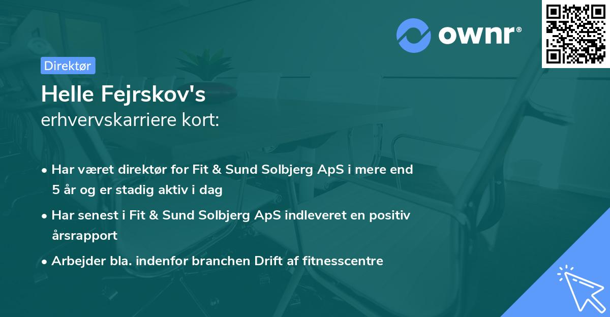 Helle Fejrskov's erhvervskarriere kort