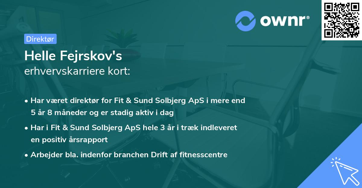 Helle Fejrskov's erhvervskarriere kort