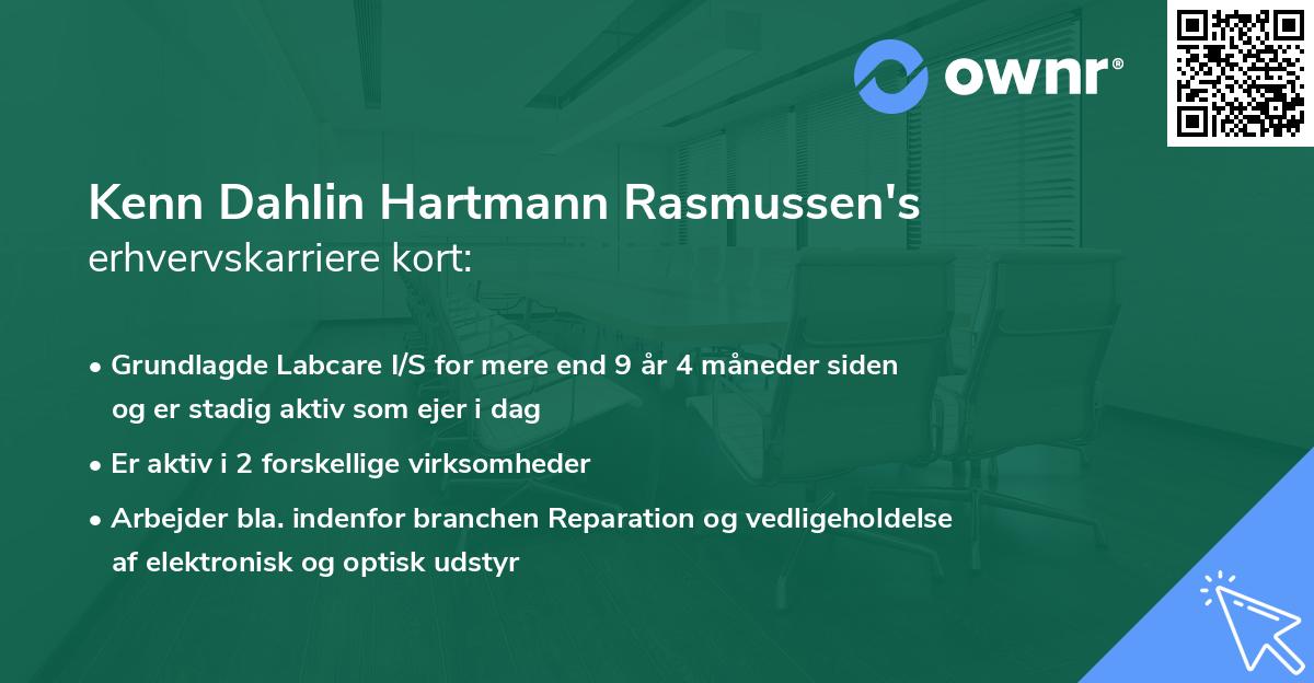 Kenn Dahlin Hartmann Rasmussen's erhvervskarriere kort