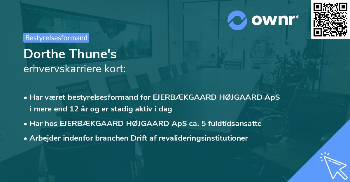 Dorthe Thune's erhvervskarriere kort