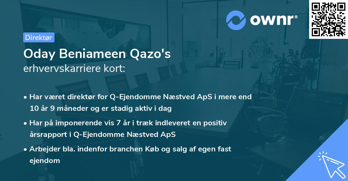 Oday Beniameen Qazo's erhvervskarriere kort
