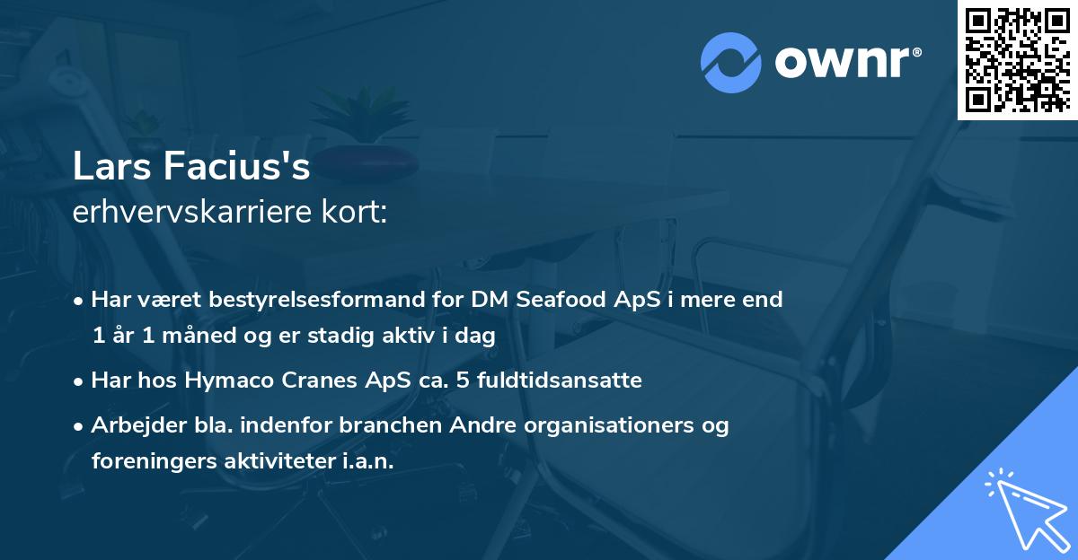 Lars Facius's erhvervskarriere kort