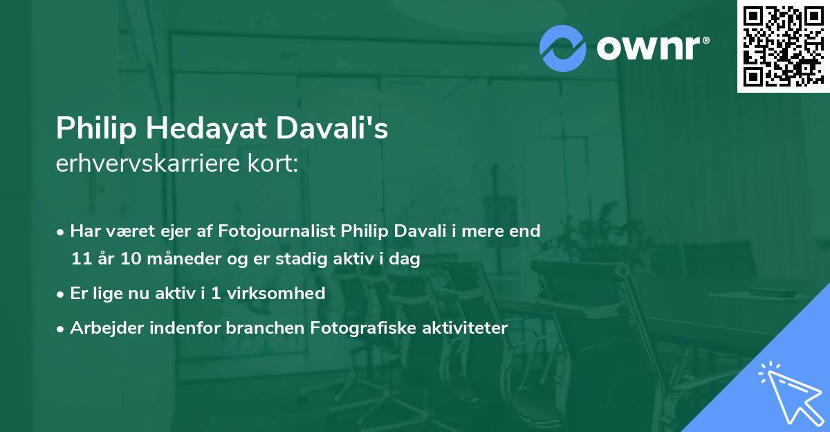 Philip Hedayat Davali's erhvervskarriere kort