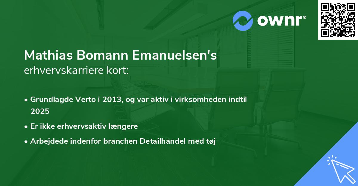 Mathias Bomann Emanuelsen's erhvervskarriere kort